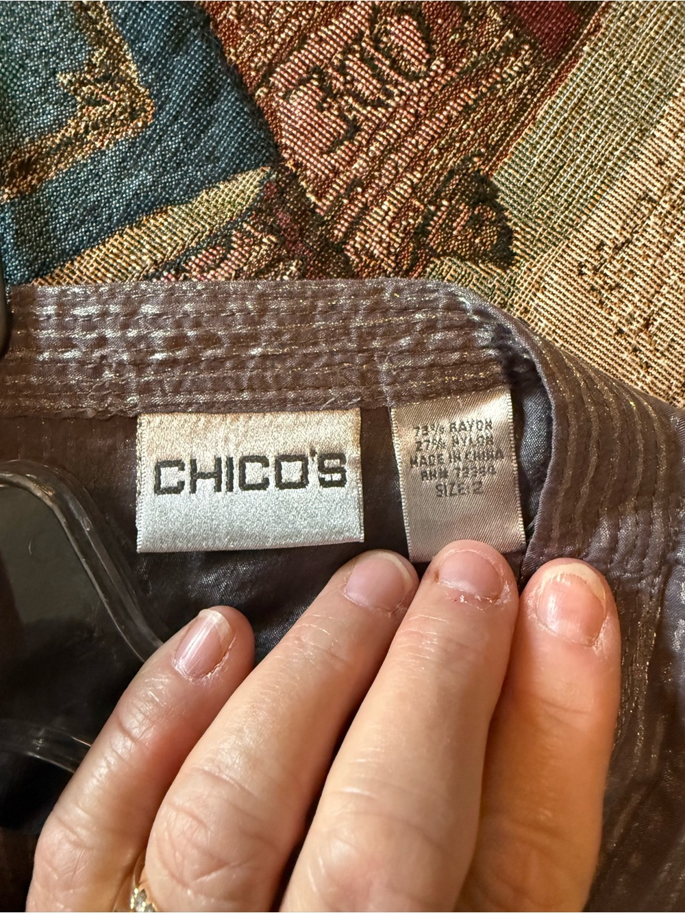 Chico's Shimmery Pinstripe Button-Down in Silver Gray - Picture 3 of 4